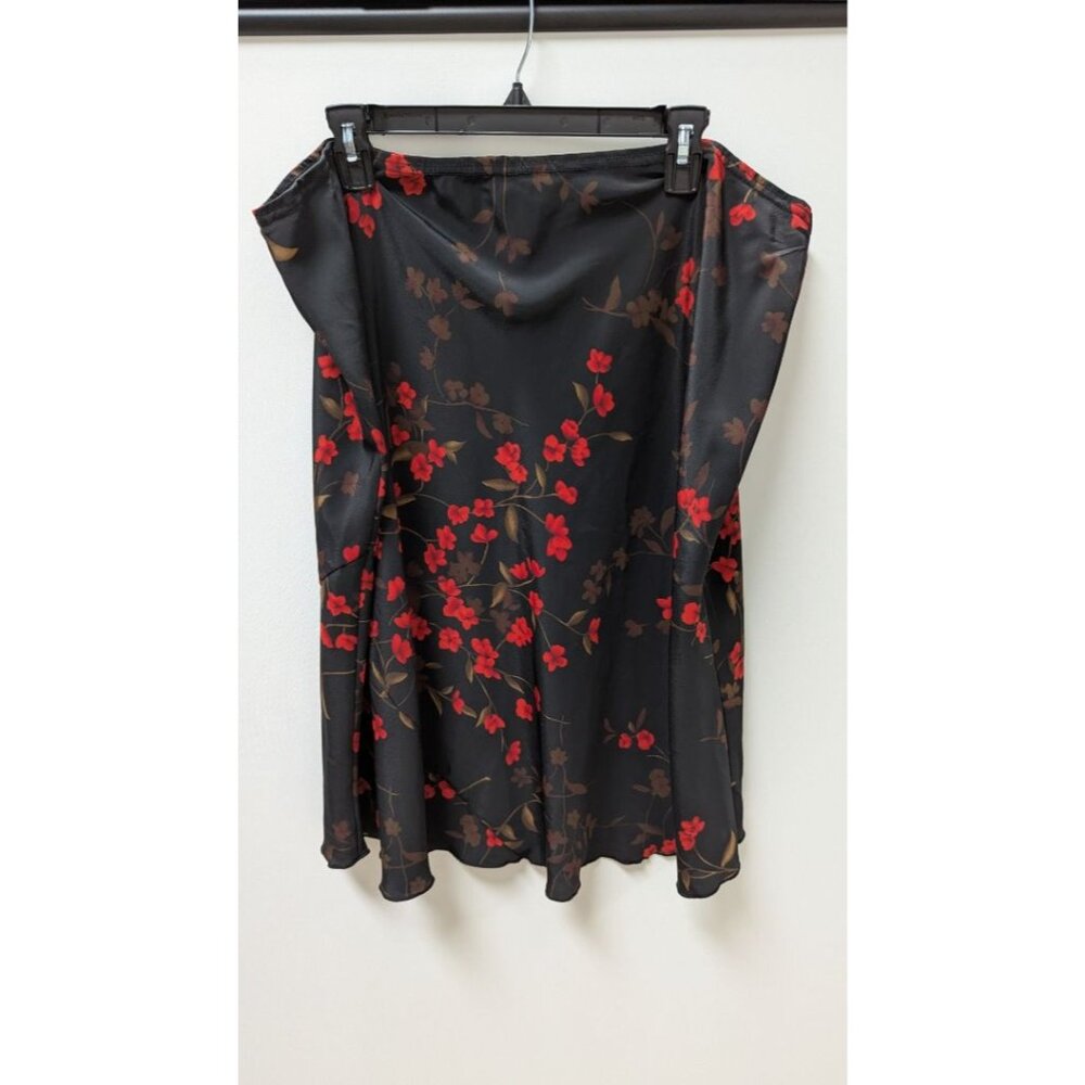 Just For Wraps Black/Red Floral Midi Skirt